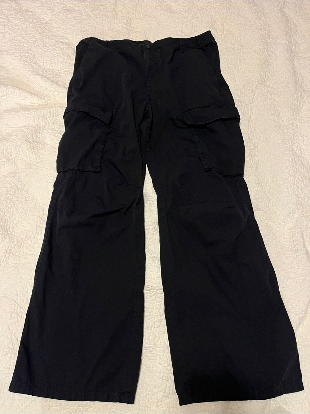 H&M Black Mid Waist Cargo Pants